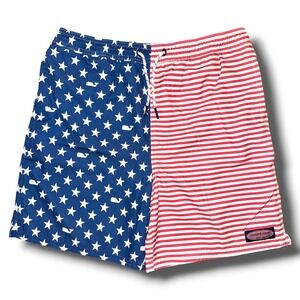 Vineyard Vines Mens XL Swim Trunks Stars and Stripes American Flag Patriotic Red